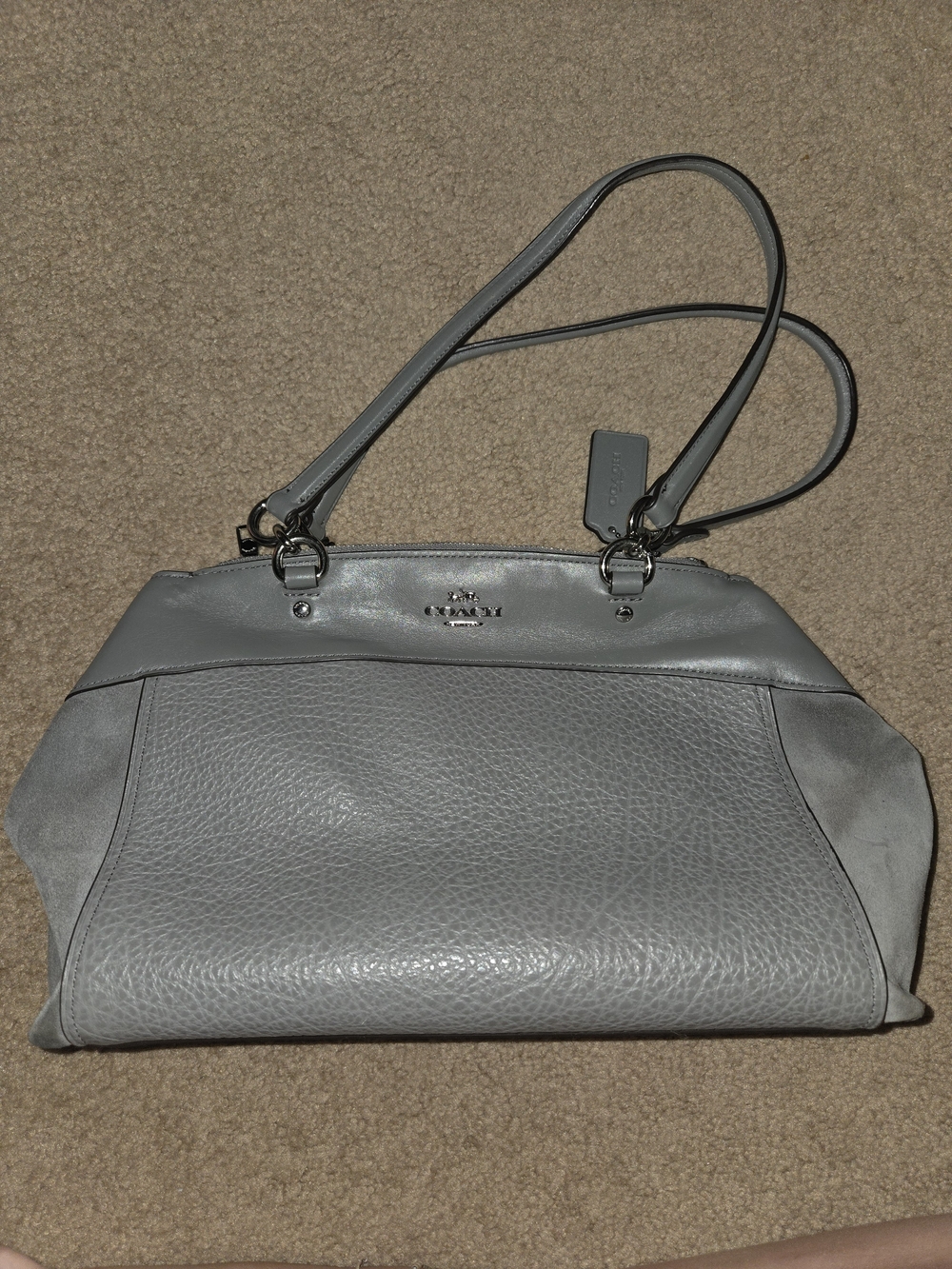 Coach Gray Pebbled Leather Shoulder Tote